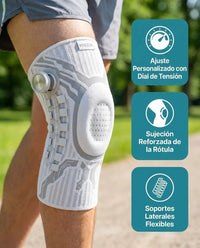 Rodillera Kneeva: ajuste con dial, sujeción de rótula y soportes laterales flexibles